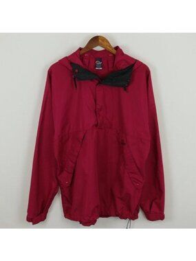 Lowe Alpine Men's Medium Red Hooded 1/4 Zip Pullover Anorak Windbreaker Jacket